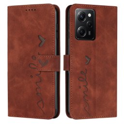 ART SMILE pénztárca huzat vezetékkel Xiaomi Redmi Note 12 Pro 5G / Poco X5 Pro 5G barna