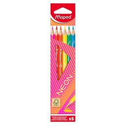 MAPED Színes ceruza készlet, háromszögletű, MAPED "Neon", 6 különböző szín