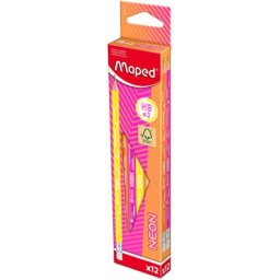 MAPED Grafitceruza radírral, HB, háromszögletű, MAPED "Black'Peps Neon", vegyes színek