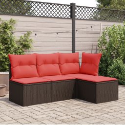 vidaXL barna polyrattan kerti ülőke párnával 55 x 55 x 37 cm