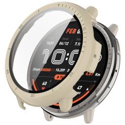 PC FULL COVER Műanyag borítás üveggel Amazfit Active 2 bézs színhez