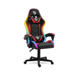 RGB LED-es gamer szék - karfával, párnával - fekete / piros