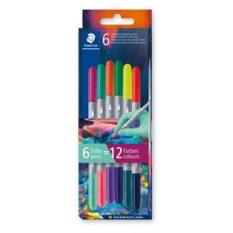 STAEDTLER Filctoll készlet, 1/3 mm, kétvégű, kimosható, STAEDTLER(R) "3280", Multiverzum 1, 6 különböző szín