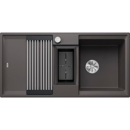 527603 - Blanco ADIRA 6 S SILGRANIT® mosogató Adira ráccsal, maradékgyűjtő tállal, Infino lefolyó-távműködtetővel palaszürke