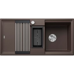 527608 - Blanco ADIRA 6 S SILGRANIT® mosogató Adira ráccsal, maradékgyűjtő tállal, Infino lefolyó-távműködtetővel kávé