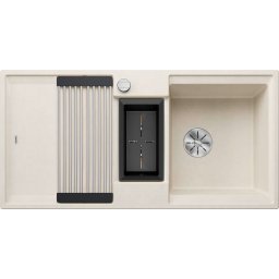 527606 - Blanco ADIRA 6 S SILGRANIT® mosogató Adira ráccsal, maradékgyűjtő tállal, Infino lefolyó-távműködtetővel törtfehér
