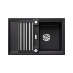 527585 - Blanco ADIRA 45 S SILGRANIT® mosogató Adira ráccsal, Infino lefolyó-távműködtetővel fekete