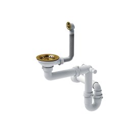 1333 - Quadron lefolyógarnitúra szifonnal gránit mosogatóhoz, 1 medencés 3 1/2" PVD nano gold