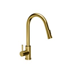 1331 - Quadron JULIA íves csaptelep, zuhanyfejjel, PVD nano gold