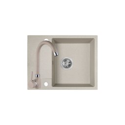 SBF_413YL - LAVEO RAB MINI 560x440 mini csepptálcás gránit mosogató + Lete II álló csaptelep bézs szett