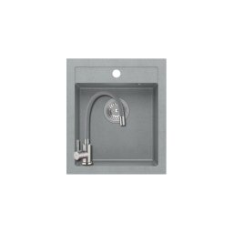 1353+SAP4-F090GY - Quadron JOHNNY 100 gránit mosogató (430x500 mm, 1 medence) Silver stone + Zegor csaptelep szürke