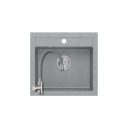 1355+SAP4-F090GY - Quadron JOHNNY 110 gránit mosogató (500x470 mm, 1 medence) Silver stone + Zegor csaptlep szürke szett
