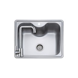 DE - 161+SAP4-B090 - Donau 161 rozsdamentes mosogató 600X500 + ZEGOR rozsdamentes szögletes konyhai csaptelep szett