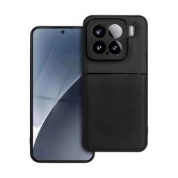 Szilikon telefonvédő (ütésállóság, mágneses, bőr hatású hátlap, csíkos) FEKETE Xiaomi 15