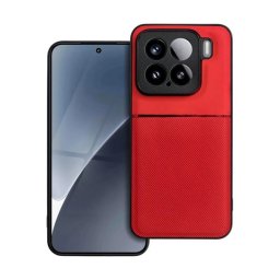 Szilikon telefonvédő (ütésállóság, mágneses, bőr hatású hátlap, csíkos) PIROS Xiaomi 15