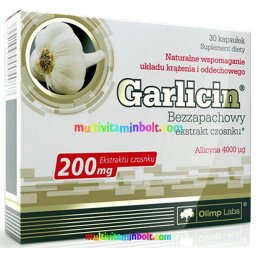 Garlicin 30 db kapszula, szagtalan fokhagyma koncentrátum - Standardizált, erős antibakteriális és gombaölő vegcin - Olimp Labs