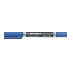 STAEDTLER Alkoholos marker, 0,6/1,5 mm, kúpos, kétvégű, STAEDTLER "Lumocolor(R) duo 348", kék