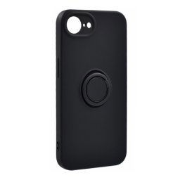 Szilikon telefonvédő (tartógyűrű, mikrofiber plüss belső, mágneses, kameravédő) FEKETE Apple iPhone 16e