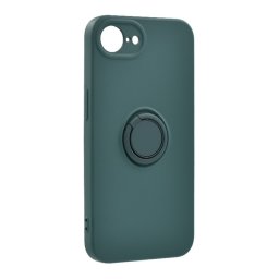 Szilikon telefonvédő (tartógyűrű, mikrofiber plüss belső, mágneses, kameravédő) SÖTÉTZÖLD Apple iPhone 16e