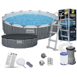 Bestway 457x107cm Steel Pro Max fémvázas medence szett 3m3/h vízforgatóval RGB világítással BW 561GD