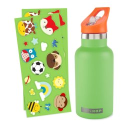 SKIP HOP üveg matricákkal, rozsdamentes acél zöld 380 ml, 4 év+