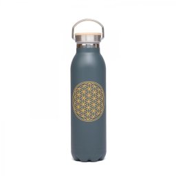 Fémkulacs - Élet Virága - Szürke - 600 ml - Bodhi