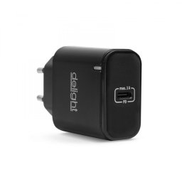 USB-C Halozati tolto 1 aljzat 3000mA Fekete Delight 55046BK
