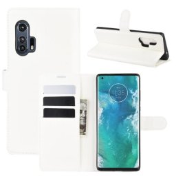 LITCHI Pénztárca borító Motorola Edge Plus fehér