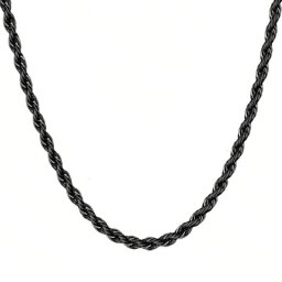 Fekete, sodort szemes nemesacél nyaklánc ( 60 cm - 4 mm)