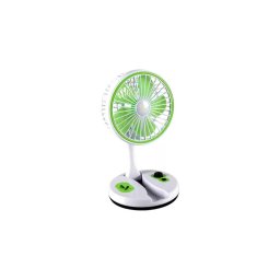 Asztali ventilátor + akkus, hordozható, kemping, összecsukható, 220V tölthető