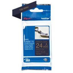 Brother eredeti címkenyomtató szalag, Brother, TZE-RN54, arany nyomtatás/sötétkék hátlap, textil, 4m, 24mm