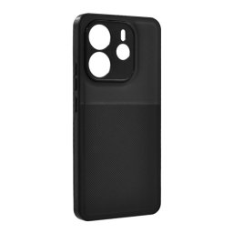 Szilikon telefonvédő (ütésállóság, mágneses, bőr hatású hátlap, csíkos) FEKETE Xiaomi Redmi Note 14 4G
