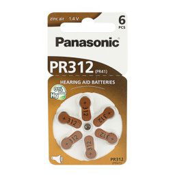PANASONIC gombelem (PR312L/6LB, 1.4V, cink-levegő) 6db/csomag