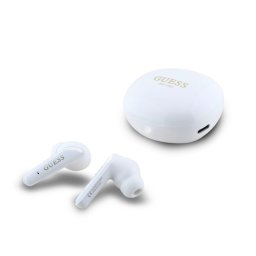GUESS GLOSSY CLASSIC LOGO bluetooth fülhallgató SZTEREO (v5.4, TWS, mikrofon + töltőtok) FEHÉR