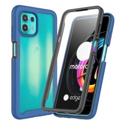 DUAL Kétoldalas borítás Motorola Edge 20 Lite sötétkék fóliával