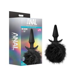 Anal Adventures Platinum - anál plug nyuszifarokkal (fekete)