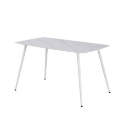 Bora 140 cm szögletes szinterezett kő étkezőasztal fehér