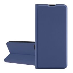 Tok álló, bőr hatású (FLIP, szilikon belső, oldalra nyíló, asztali tartó, kártyazseb) SÖTÉTKÉK Samsung Galaxy A55 5G (SM-A556)