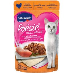 Vitakraft Poésie Délice Turkey szószos eledel macskáknak alutasakban (23 x 85 g) 1.96kg