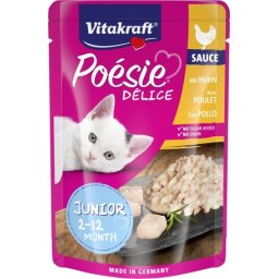 Vitakraft Poésie Délice Junior Chicken szószos eledel macskáknak alutasakban (46 x 85 g) 3.91kg