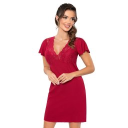 Luiza elegáns hálóing ujjakkal, borvörös