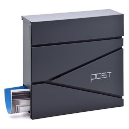 Picco - Fabio postaláda újságtartóval - modern, antracit színű kültéri levélszekrény