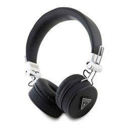 GUESS PU GRAINED TRAINGLE LOGO bluetooth fejhallgató SZTEREO (v5.3, mikrofon, zajszűrő, microSD kártyaolvasó) FEKETE