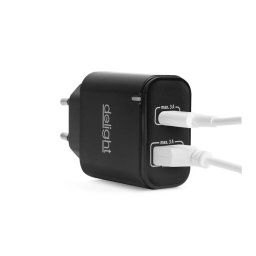 Hálózati Adapter USB + Type-C PD20W gyorstöltéssel - fekete