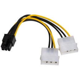 Belső PCI Express tápkábel 2xMolex / 6 tűs 0.15m Akyga (AK-CA-13)