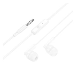 HOCO BRIGHT fülhallgató SZTEREO (3.5mm jack, mikrofon, felvevő gomb) FEHÉR