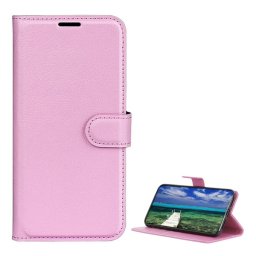 Tok álló, bőr hatású (FLIP, oldalra nyíló, asztali tartó, prémium) RÓZSASZÍN Realme 14 Pro