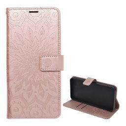 Tok álló, bőr hatású (FLIP, oldalra nyíló, asztali tartó, kézpánt, mandala) ROZÉARANY Xiaomi Redmi Note 13 5G