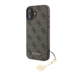 GUESS 4G CHARMS műanyag telefonvédő (textil hátlap, telefondísz) BARNA Apple iPhone 16