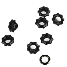 Ringli alátéttel, rozsdamentes, virág formájú, Ø5 mm, 50 pár, 890445, fekete nikkel